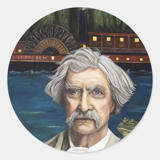 Mississippi Sam Aka Mark Twain Ronde Sticker (Voorkant)