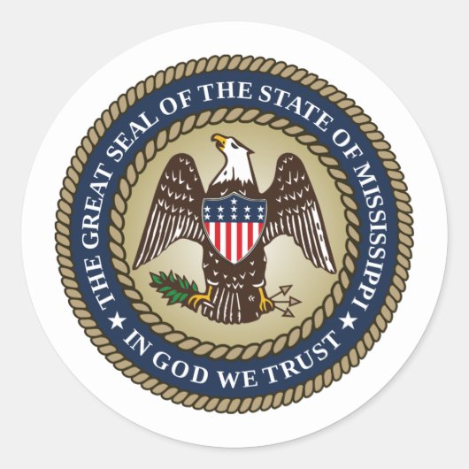 Mississippi Seal, Mississippi Ronde Sticker (Voorkant)