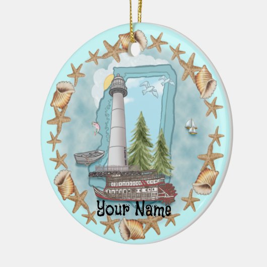 Mississippi Shells Lighthouse Ornament (Links)