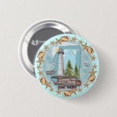 Mississippi Shells Lighthouse Ronde Button 5,7 Cm (Voorkant /achterkant)