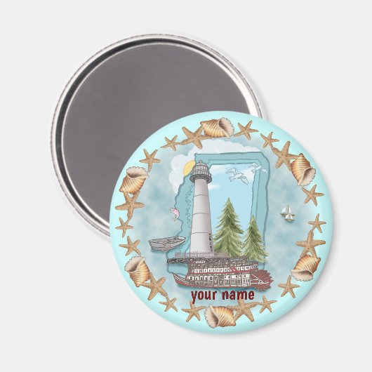 Mississippi Shells vuurtoren magneet (Voorkant / Achterkant)