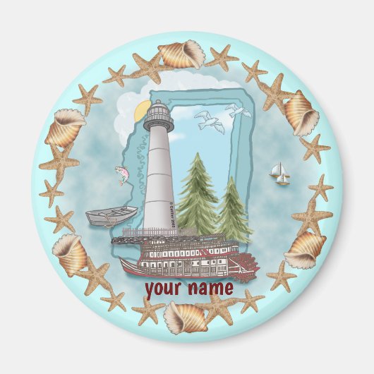 Mississippi Shells vuurtoren magneet (Voorkant)