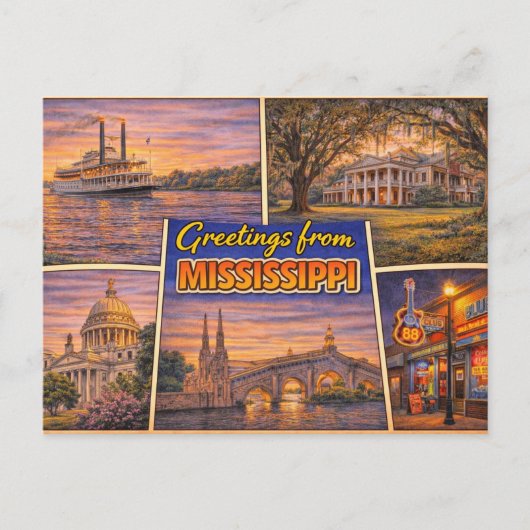 Mississippi State Ansichtkaart Briefkaart (Voorkant)
