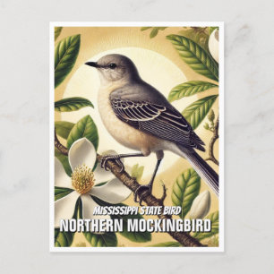 Mississippi State Bird Northern Mockingbird Briefkaart