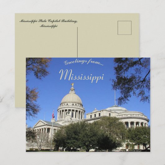 Mississippi State Capitol Building Mississippi Briefkaart (Voorkant / Achterkant)