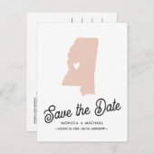 MISSISSIPPI State Destination Weduwing ANY COLOR Aankondigingskaart (Voorkant / Achterkant)