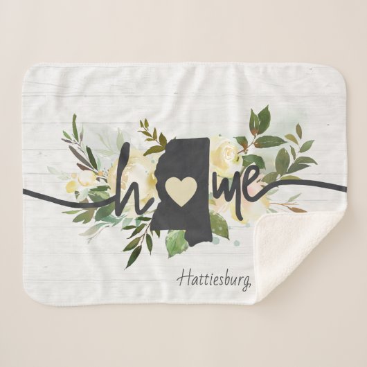 Mississippi State Gepersonaliseerde Home City Rust Sherpa Deken (Voorkant (horizontaal))