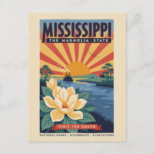 Mississippi State Illustratie Reis Kunst Vintage Briefkaart