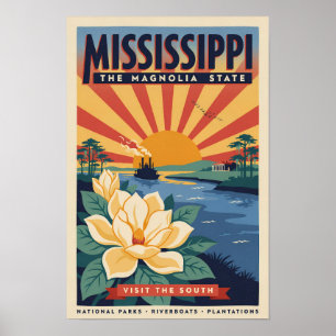 Mississippi State Illustratie Reis Kunst Vintage Poster