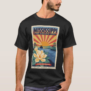 Mississippi State Illustratie Reis Kunst Vintage T-shirt