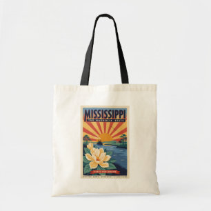 Mississippi State Illustratie Reis Kunst Vintage Tote Bag