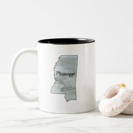 Mississippi State Illustratie Tweekleurige Koffiemok (Met donut)