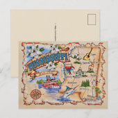 Mississippi State Map Postcard  Briefkaart (Voorkant / Achterkant)