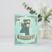  Mississippi State Map - Turquoise Blauw Briefkaart (Staand voorkant)