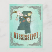  Mississippi State Map - Turquoise Blauw Briefkaart (Voorkant)