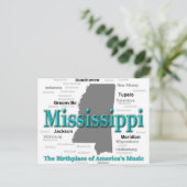 Mississippi State Pride Map Silhouette Briefkaart (Staand voorkant)