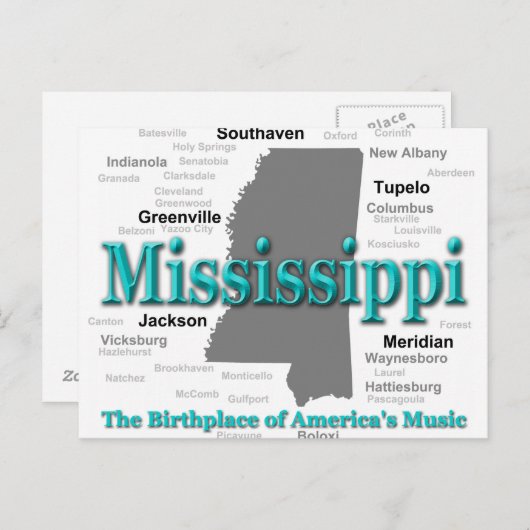 Mississippi State Pride Map Silhouette Briefkaart (Voorkant / Achterkant)
