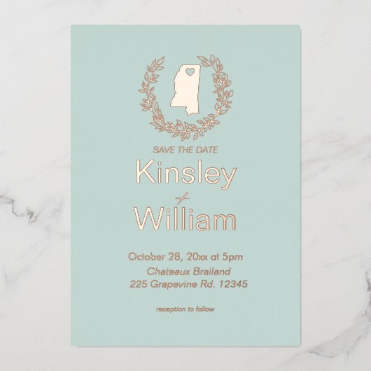 Mississippi State Trouwbestemming Folie Uitnodiging (Voorkant)