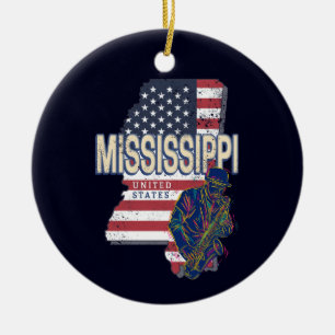 Mississippi State Verenigde Staten Kaart  Verenigd Keramisch Ornament