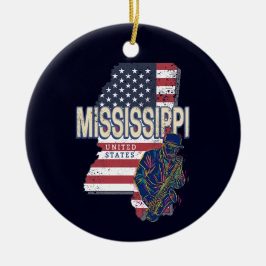 Mississippi State Verenigde Staten Kaart Verenigd Keramisch Ornament (Voorkant)