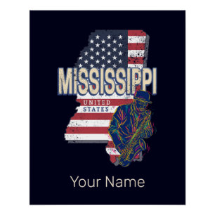 Mississippi State Verenigde Staten Kaart Verenigd Perfect Poster