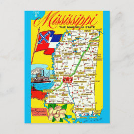 Mississippi State Vintage Kaart Ansichtkaart