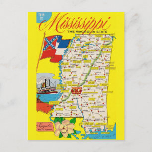 Mississippi State Vintage Kaart Ansichtkaart