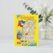 Mississippi State Vintage Map Poscard Briefkaart (Staand voorkant)