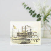 Mississippi Steamboot City of Memphis, 1860 Briefkaart (Staand voorkant)