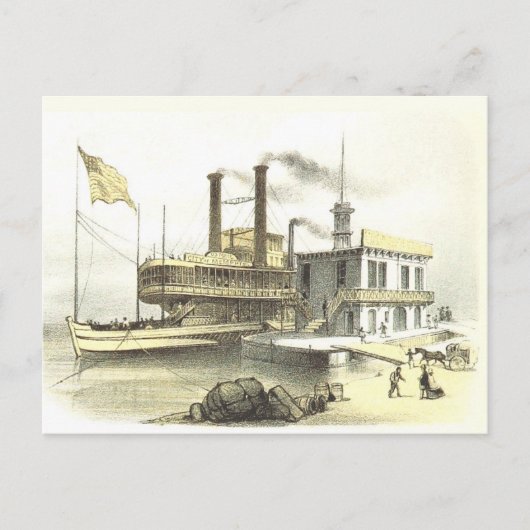 Mississippi Steamboot City of Memphis, 1860 Briefkaart (Voorkant)