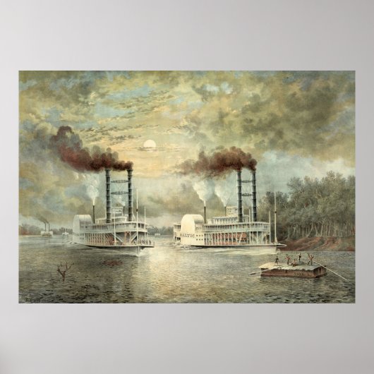 Mississippi Steamboot Race 1859 Poster (Voorkant)
