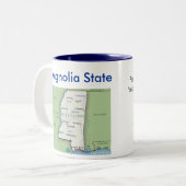 Mississippi Symbols & Map Tweekleurige Koffiemok (Voorkant links)