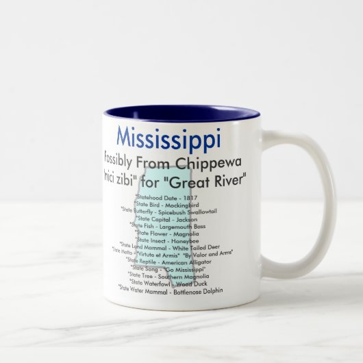 Mississippi Symbols & Map Tweekleurige Koffiemok (Rechts)