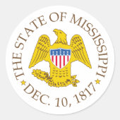 Mississippi-teken Ronde Sticker (Voorkant)