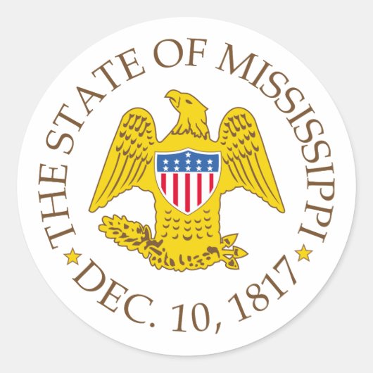 Mississippi-teken Ronde Sticker (Voorkant)