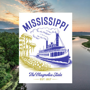 Mississippi The Magnolia State Est. 1817 Vintage Briefkaart