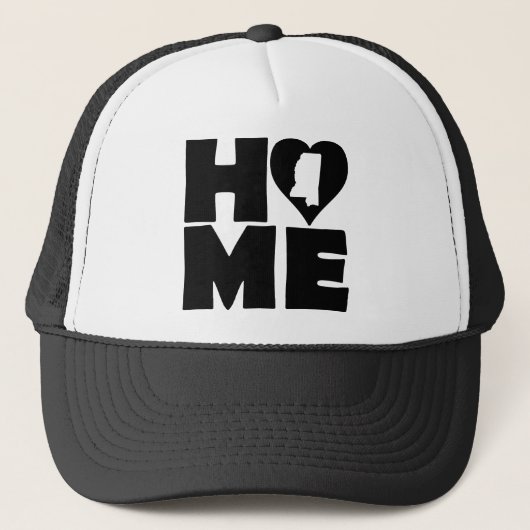 Mississippi Thuis Hart Staat Bal Cap Trucker Hoed Pet (Voorkant)