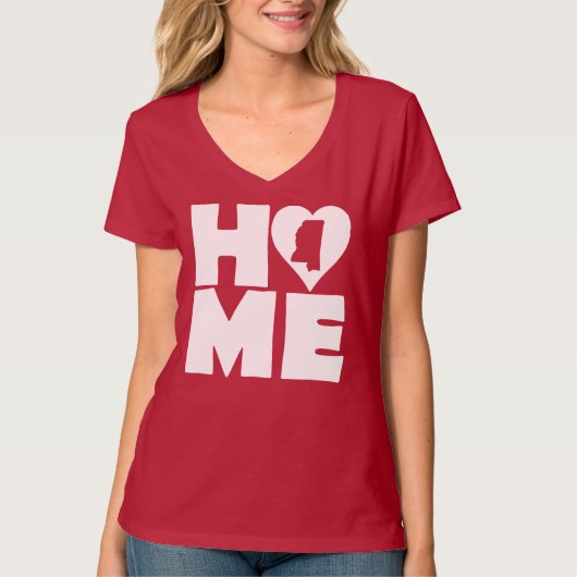 Mississippi Thuis Hart Staat T-Shirts (Voorkant)