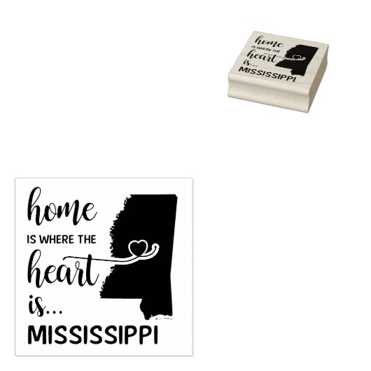 Mississippi thuis is waar het hart ligt rubberstempel (Gestempeld)