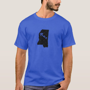 Mississippi Thuisstaat Omtrek Extra Groot T-shirt