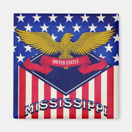 Mississippi USA Flag Magneet (Voorkant)