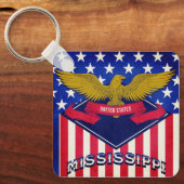 Mississippi USA Flag Sleutelhanger (Voorkant)