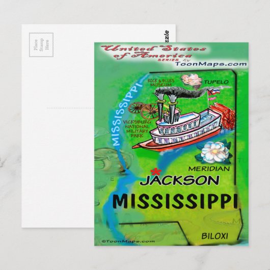 Mississippi USA Kaart (Voorkant / Achterkant)