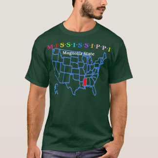Mississippi USA Magnolia State met kaart T-shirt
