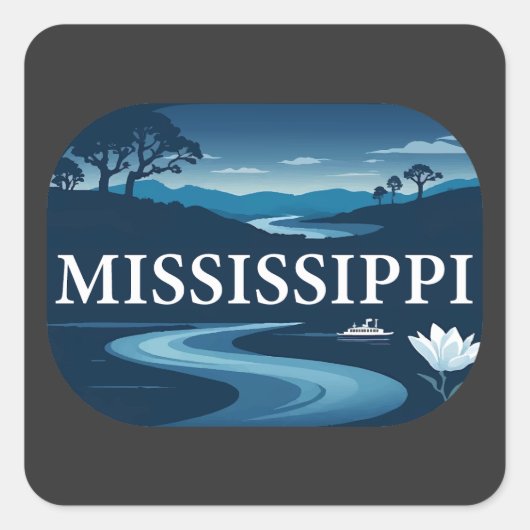 Mississippi Verenigde Staten Vierkante Sticker (Voorkant)