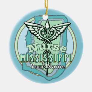 Mississippi Verpleegster Caduceus Keramisch Ornament