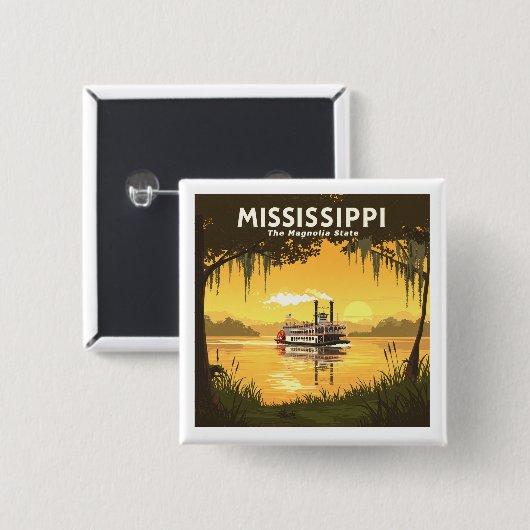Mississippi Vierkante Button 5,1 Cm (Voorkant /achterkant)