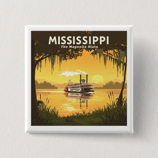  Mississippi Vierkante Button 5,1 Cm (Voorkant)