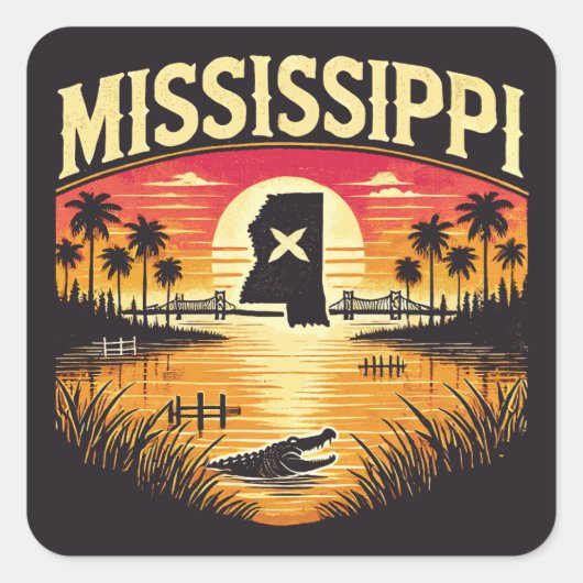 Mississippi Vierkante Sticker (Voorkant)