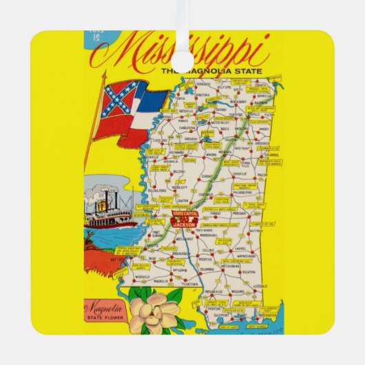 Mississippi Vintage Kaart Ornament (Voorkant)